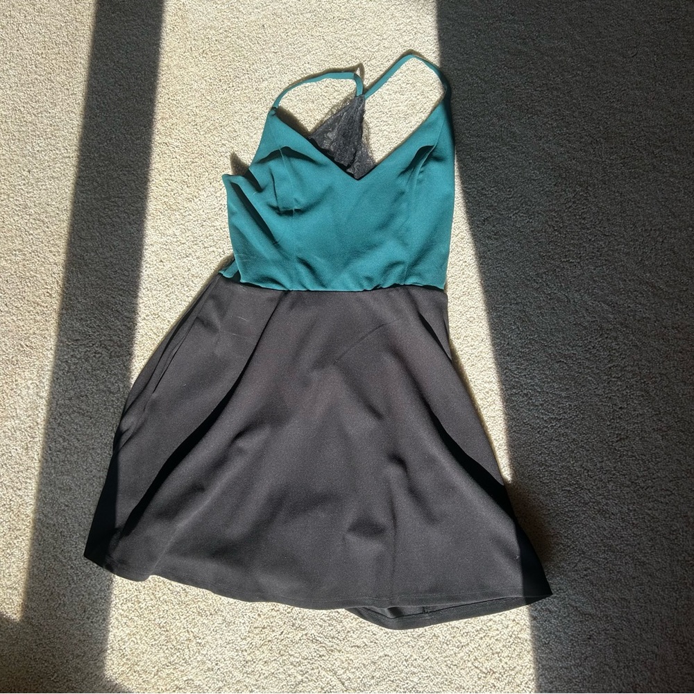 Black & Green Mini Dress